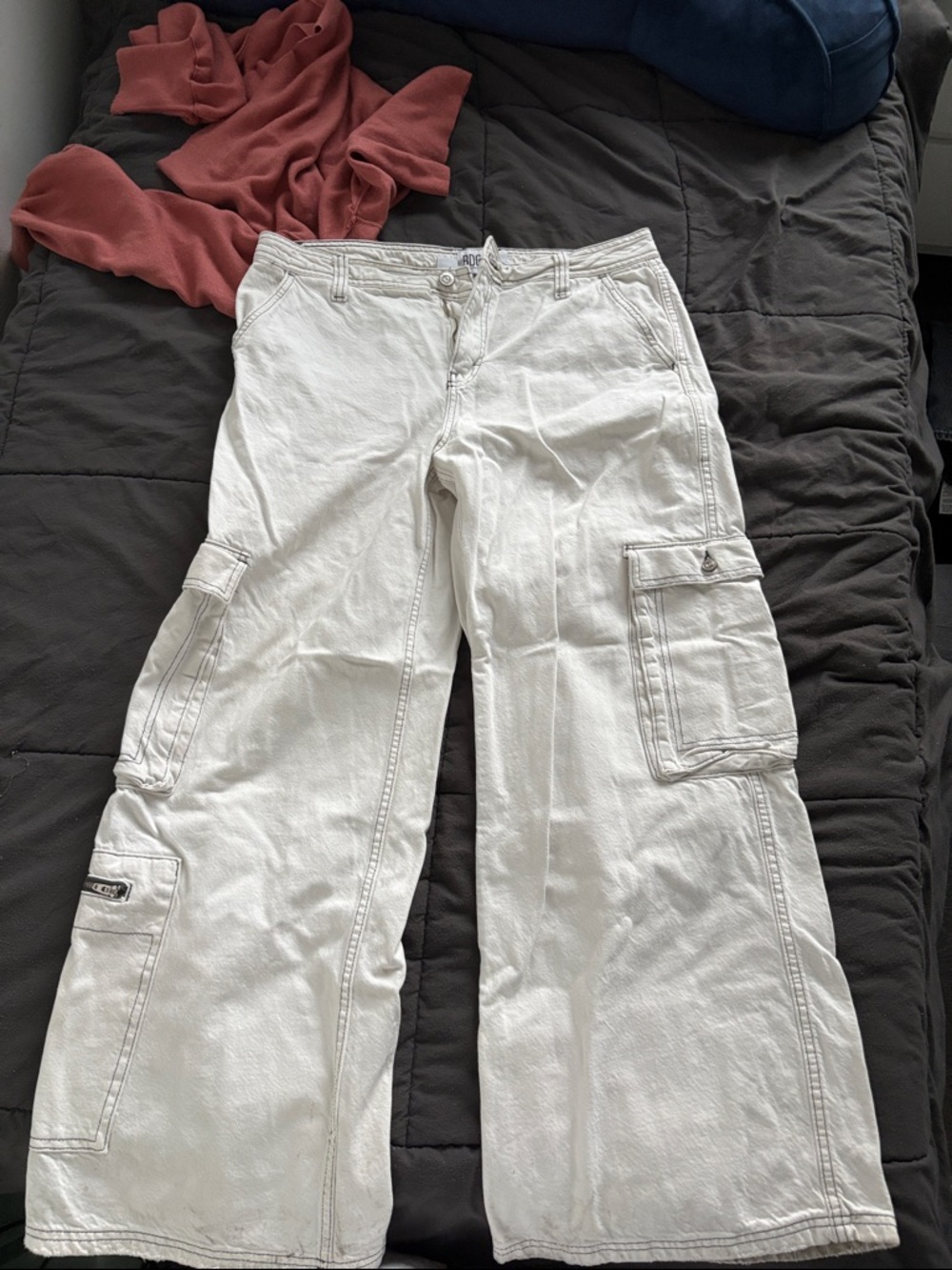 BDG White Cargo Pants with Utility Pockets